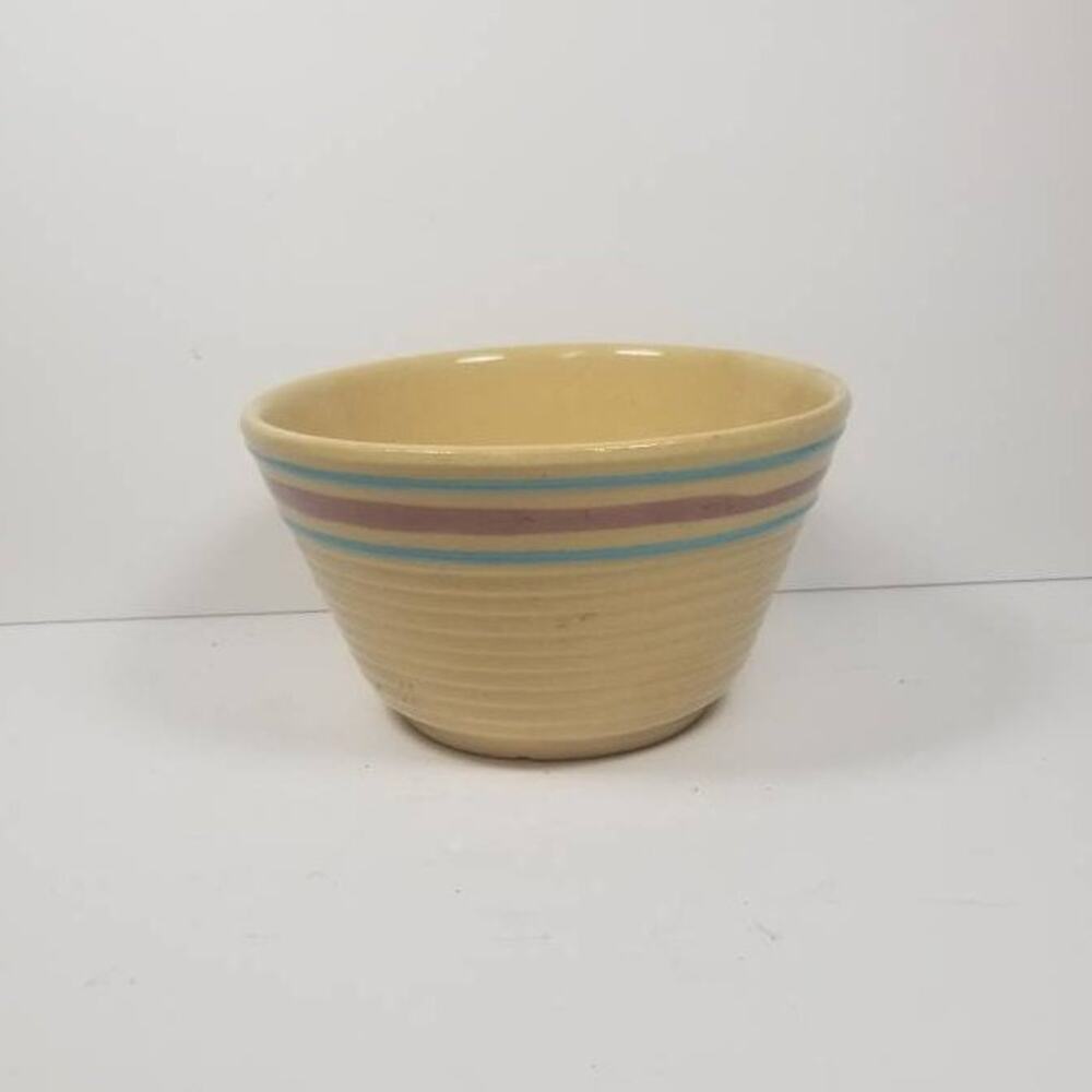 Vintage Watt Advertising Bowl, Inter-State Lumber Co USA #7, Yellow Ware Oven